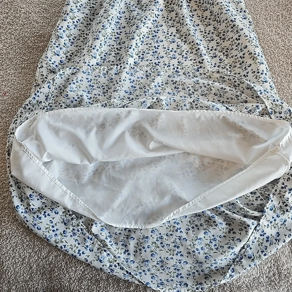 Roolee Women's Long Floral Dress Blue/white Cottagecore Peasant Fairy Sz M‎ - Picture 15 of 16